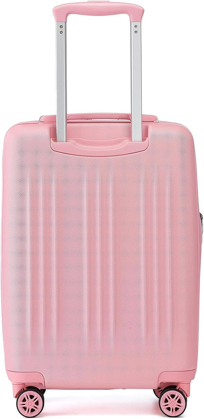 Kono Small 20 Inch Expandable Carry On Luggage with Quiet Spinner Wheels & TSA Lock, Scratch and Drop Resistant PC+ABS Hardside 22x14x9 Airline Approved Suitcase, Pink