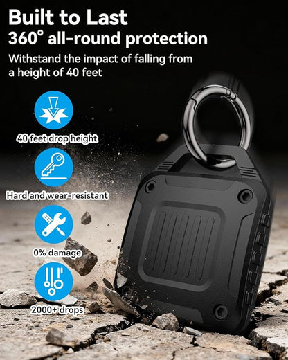 DDJ 2-Pack IPX8 Waterproof for AirTag Holder Case Keychain, Rugged Protective Case for Apple Airtag with Key Ring, Ultra Durable Air Tags Holder for Dog Collar/Luggage/Key/Backpack, Easy to Install