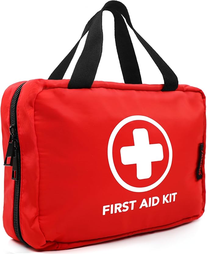 330 Piece First Aid Kit, Premium Waterproof Compact Trauma Medical Kits for Any Emergencies, Ideal for Home, Office, Car, Travel, Outdoor, Camping, Hiking, Boating (Red)