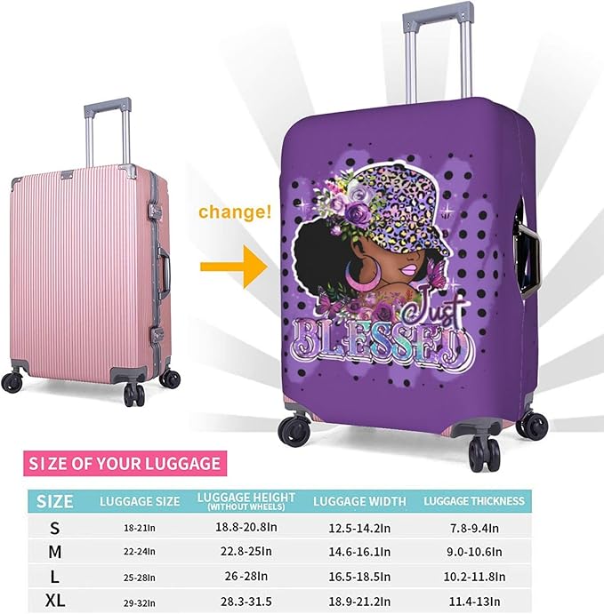Travel Suitcase Protector African American Girl Elastic Protective Washable Luggage Cover With Concealed Zipper Suitable For 18-32 Inch(XL (for 29-32 inch luggage))