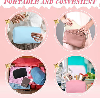 Chunful 24 Pcs Preppy Makeup Bag PU Leather Cosmetic Bag Bulk Makeup Plain Pouch Waterproof Toiletry Purse for Women Traveling Preppy Pencil Case Travel Purse Cosmetic(Mixed Colors)