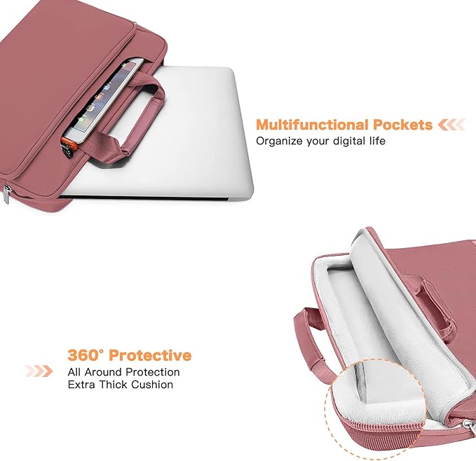 MOSISO 360 Protective Laptop Shoulder Bag Compatible with MacBook Air/Pro, 13-13.3 inch Notebook, Compatible with MacBook Pro 14 inch M5 M4 M3 M2 M1,Matching Color Sleeve with Belt, Dusty Rose