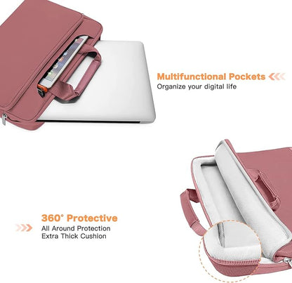 MOSISO 360 Protective Laptop Shoulder Bag Compatible with MacBook Air/Pro, 13-13.3 inch Notebook, Compatible with MacBook Pro 14 inch M5 M4 M3 M2 M1,Matching Color Sleeve with Belt, Dusty Rose