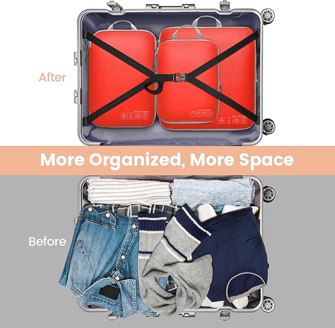 Cambond Compression Packing Cubes for Travel Women - Expandable Travel Bags Luggage Organizers Travel Essentials Compression Cubes for Travel Carry on Suitcases Organizer