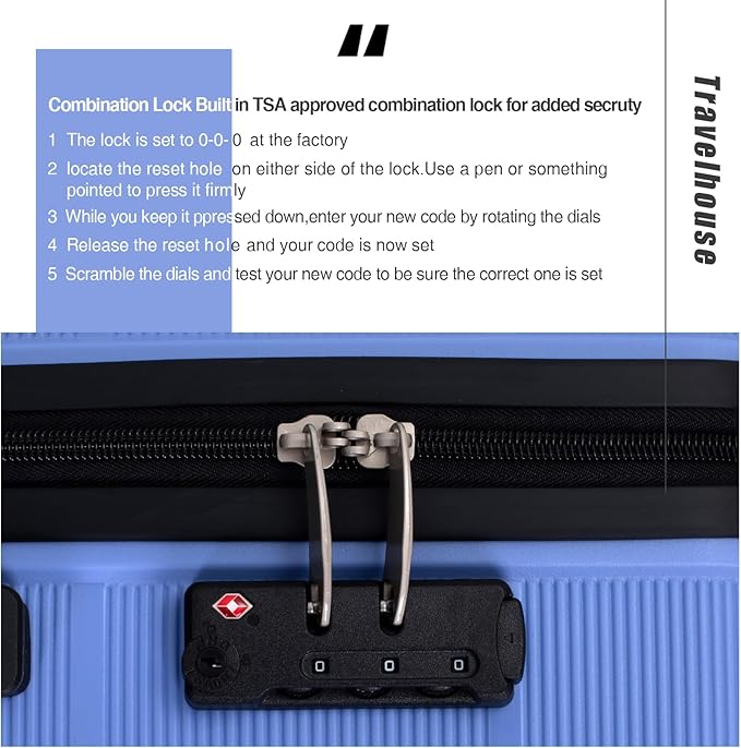 Luggage 3 Piece Sets Suitcase Set with Double Spinner Wheels, Lightweight Carry On Hardside Travel Luggage with TSA Lock, (20/24/28) (purplish blue)