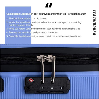 Luggage 3 Piece Sets Suitcase Set with Double Spinner Wheels, Lightweight Carry On Hardside Travel Luggage with TSA Lock, (20/24/28) (purplish blue)
