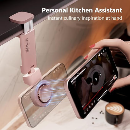 MiiKARE Travel Essentials Magnetic Airplane Phone Holder, Universal Handsfree Phone Mount for Flying with 360 Degree Rotation, Travel Must Haves Phone Stand for Desk, Tray Table, Pink