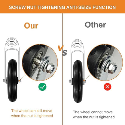 4Pcs 8 Inch Solid Replacement Wheels - Environmentally Friendly Rubber Material, Wear-Resistant PU Tires, Anti-Slip, and Durable ABS Wheel Hub - Easy to Install (4 Pcs)