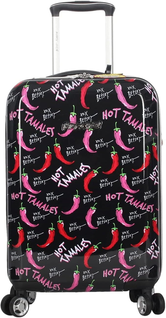 Betsey Johnson Designer 20 Inch Carry On - Expandable (ABS + PC) Hardside Luggage - Lightweight Durable Suitcase With 8-Rolling Spinner Wheels for Women (TAMALE, 20in)