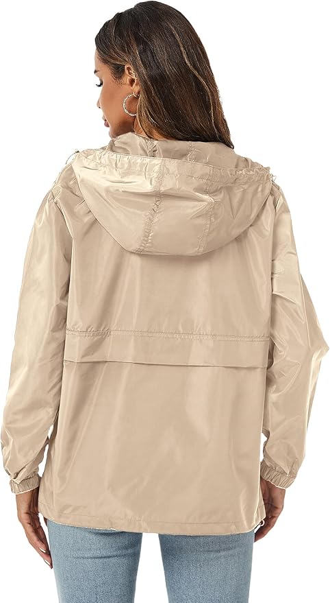 Avoogue Womens Rain Jacket with Hood,Pullover,Packable,Lightweight,Windbreaker,Waterproof,Breathable.