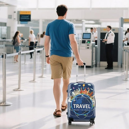 WUJIAONIAO Travel Luggage Cover Baggage Suitcase Cover Protector Skins 18-32 Inch (A9 TRAVEL, M (for 22-24 inch luggage))