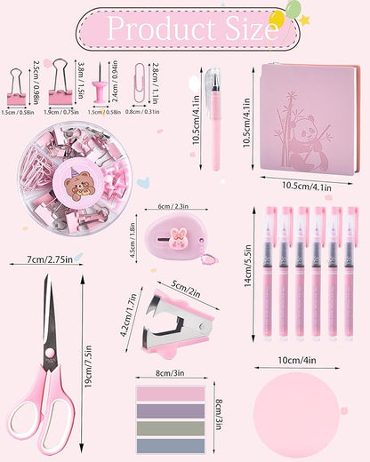 23pc Pink Desk Accessories and Organizers with Mesh Organizer Stapler Tape Dispenser Calculator and a Lot of Office Pink Office Supplies Beautifully Presented in a Gift Box