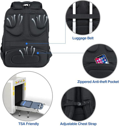 KROSER TSA Friendly Travel Laptop Backpack 18.4 inch XXXL Gaming Backpack Water-Repellent College Daypack Business Backpack with RFID Pockets & USB Port for Men/Women-Black