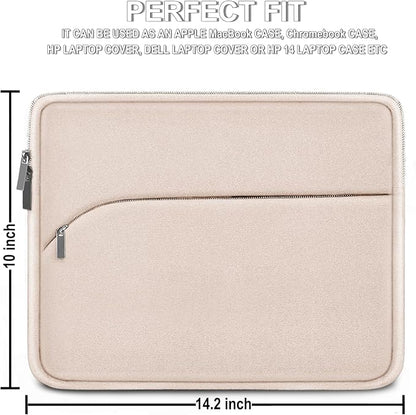 Laptop Sleeve 14 inch, Slim Portable Monitor Protective Cover with Front Pocket, Traveling Carrying Laptop Case Compatible for MacBook Air/Pro, HP, Dell, Lenovo, Acer, Light Pink