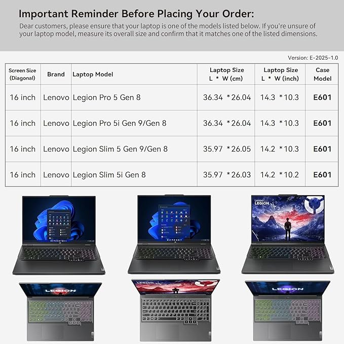 Smatree 16 inch Laptop Sleeve for Lenovo Legion Pro 5 Gen 8, for Legion Pro 5i Gen 8/9, for Legion Slim 5 Gen 8/9, Legion Slim 5i Gen 8 Laptop Bag with Accessory Pocket, YKK Zipper (E601)