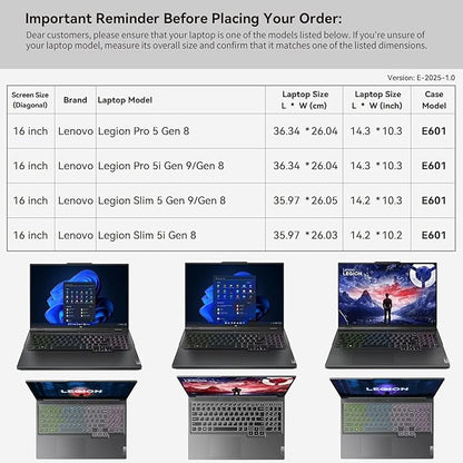 Smatree 16 inch Laptop Sleeve for Lenovo Legion Pro 5 Gen 8, for Legion Pro 5i Gen 8/9, for Legion Slim 5 Gen 8/9, Legion Slim 5i Gen 8 Laptop Bag with Accessory Pocket, YKK Zipper (E601)