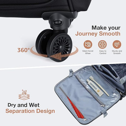 Lekebobor Rolling Laptop Bag With a Compact Combination Lock，Rolling Laptop Briefcase on Wheels for Women/Men Fits Up to 15.6Inch computer Bags Water Resistant for Work Travel and Business, Black