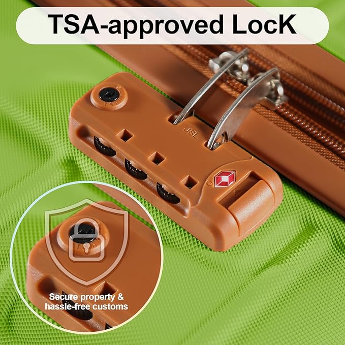 4 Piece Luggage Set Expandable ABS Travel Suitcase Set TSA Lock Hardshell Durable Lightweight Traveling Luggage Sets Gift for Back to School (Apple Green, 28in26in20in13in)
