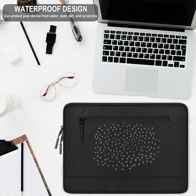 Laptop Sleeve Case 15.6 Inch, Shockproof Protective Computer Cover with Front Pocket, Water Resistant Durable Laptop Carrying Bag Compatible for Lenovo, HP, Dell, Asus Notebook, Black