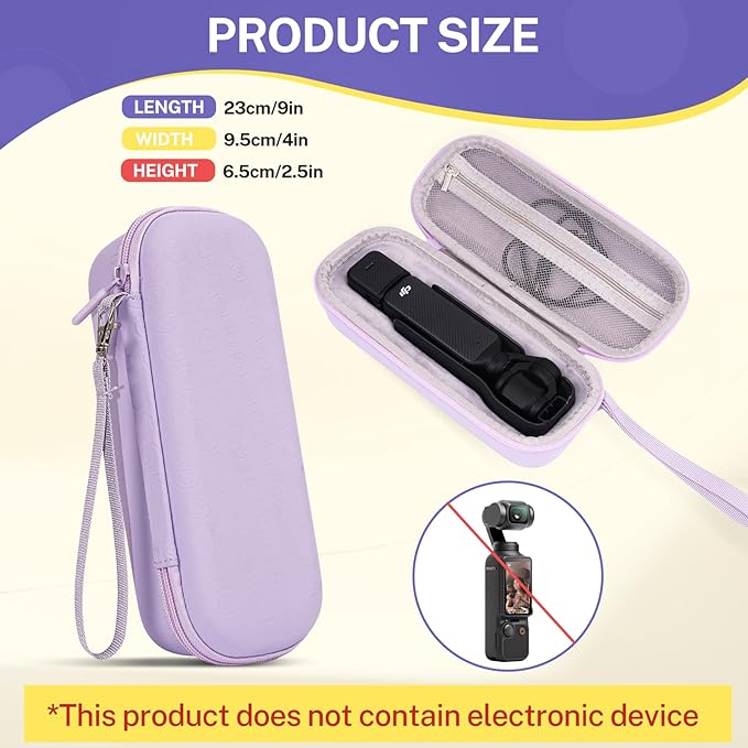 DJI Osmo Pocket 3 Case, Portable Protective Hard Storage Bag Compatible with Creator Combo Camera Accessories (with Wrist Strap & Carabiner)