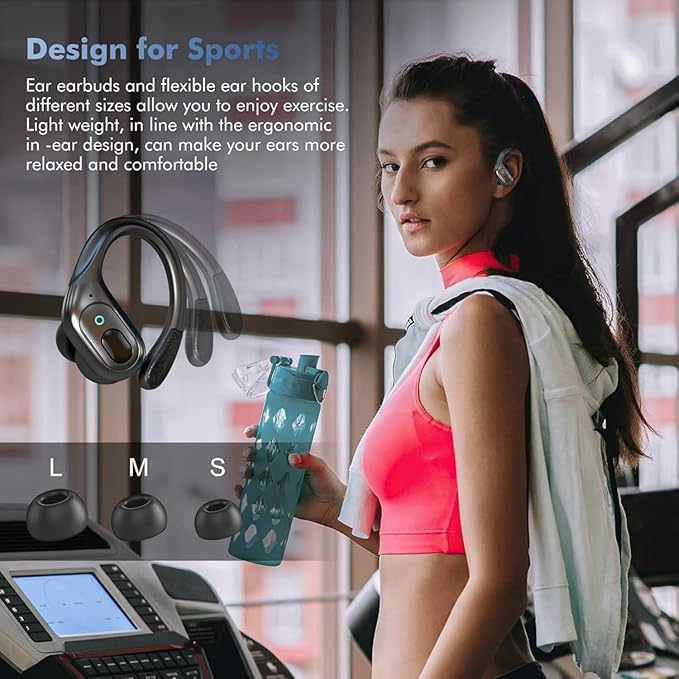 Wireless Earbuds, Sports Bluetooth Headphones, 75Hrs Playtime Ear Buds with LED Power Display, Noise Canceling Headset, IPX7 Waterproof Earphones for Workout/Running