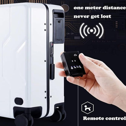 Electric Suitcase That Follows You, Smart Fingerprint Unlock Riding Trolley Case with Mobile Charging, Hardside Luggage Auto Follow, APP Control (C)
