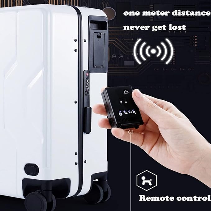 Electric Suitcase That Follows You, Suitcase That Follows You Smart Fingerprint Unlock Riding Trolley Case with Mobile Charging, Hardside Luggage That Follows You, Auto Follow, APP Control (D)