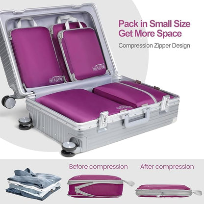 Cambond Compression Packing Cubes for Travel Women - Expandable Travel Bags Luggage Organizers Travel Essentials Compression Cubes for Travel Carry on Suitcases Organizer