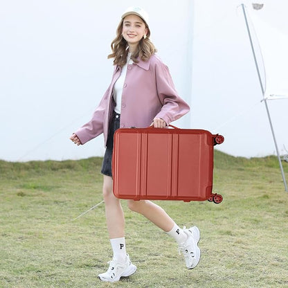 Kono 20'' Carry on Luggage with Spinner Wheel TSA Lock, Lightweight PC+ABS Hardside Luggage Durable Small Carry on Suitcase Coral Pink