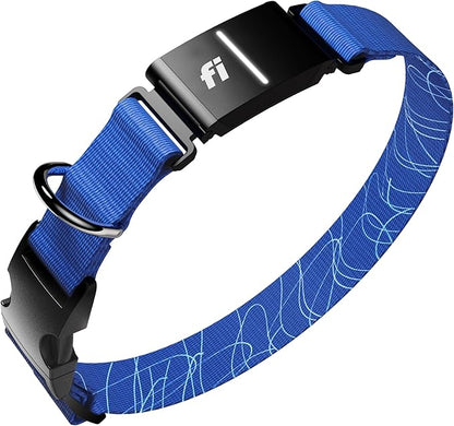 New Fi Series 3+ Smart Dog Tracker Collar [12 Month Membership Included] GPS Tracker for Dogs with Health & Behavior Monitoring, Escape Alerts, Waterproof, LED, Apple Watch Compatible (Blue, X-Large)