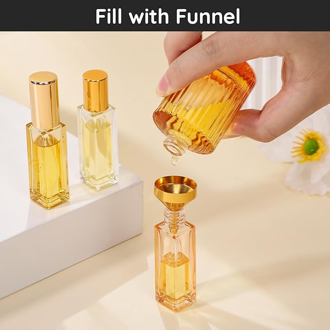Segbeauty 10pcs 5ml DIY Perfume Travel Refillable Decanter Kit, Plastic Perfume Funnel Dispenser Refill Tool 0.34oz Extractor Pump, Decants Refill Making Kit for Travel Cologne Bottles Decanting