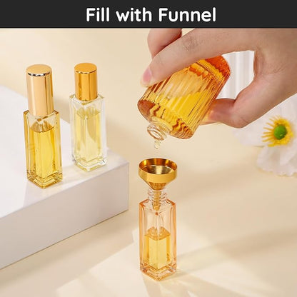 Segbeauty 10pcs 5ml DIY Perfume Travel Refillable Decanter Kit, Plastic Perfume Funnel Dispenser Refill Tool 0.34oz Extractor Pump, Decants Refill Making Kit for Travel Cologne Bottles Decanting