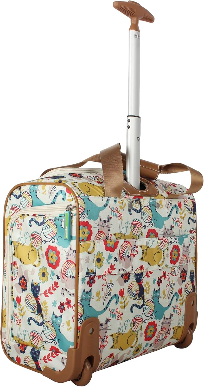Lily Bloom Designer 15 Inch Carry On - Weekender Overnight Business Travel Luggage - Lightweight 2- Roller Wheels Suitcase - Under Seat Rolling Bag for Women, White, One Size, Under Seat Rolling Bag