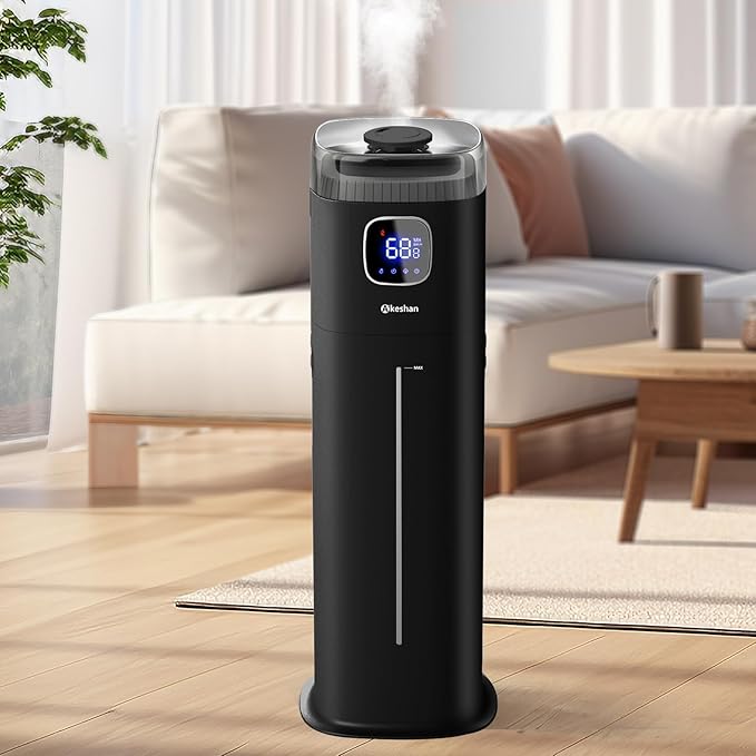 Large Humidifiers for Bedroom, 9L/2.5Gal Ultrasonic Cool Mist, Top Fill Easy Clean with 350ML/H Mist Speed, Quiet, Suitable for Kids Room Plant Yoga Office Study Room Living (Black, Square)