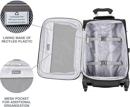 Travelpro Maxlite 5 Softside Expandable Luggage with 4 Spinner Wheels, Lightweight Suitcase, Men and Women, Black, 3-Piece Set (21/25/29)