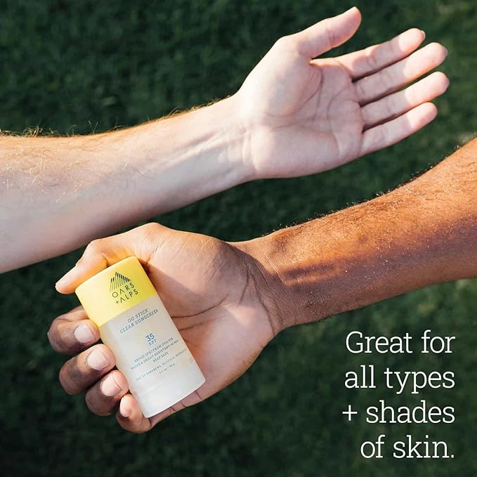 Oars + Alps Clear Face Sunscreen Stick, SPF 35 Travel Sunscreen Roll On for Face & Body, SPF Stick with Vitamin E & Antioxidants, Water & Sweat Resistant, All Skin Types, Moisturizing, 1.7oz, 2pk