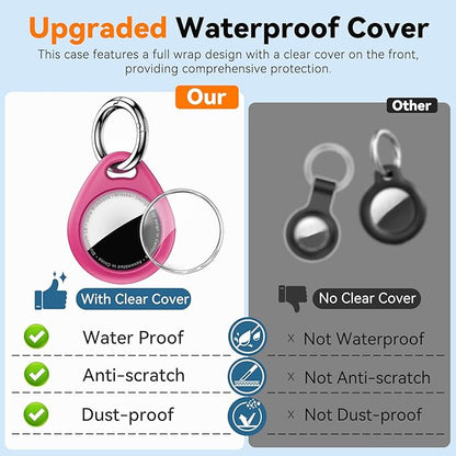 Waterproof Airtag Holder,4 Pack Airtag Keychain with Full Wrap Design,Airtags Case for Apple Airtag,Anti-Lost Air tag Accessories for GPS Item Finder Tracker,Bag,Key,Pet,Black/Blue/Pink/Purple
