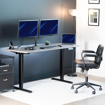 VIVO Electric 60 x 24 in Dual Motor Sit Stand Desk, Memory Height Adjustment, 2B Series, Dark Gray Top Black Frame, DESK-KIT-2B6G