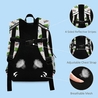 Garbage Truck Trash Recycling Kid's Toddler Backpack for Boys Girls Preschool Nursery with Safety Leash (01141) 10.9 X5.9 X 12.9inch