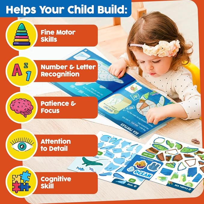 Funcils Paint by Sticker & Number for Kids - 30 Color by Sticker Paint Book | Travel, Airplane, Car Activities for Kids Ages 4-8 Girls Boys | Art & Crafts Games, Puzzle Books, Learning Educational Kit