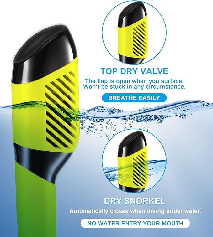 Aegend Snorkeling Gear for Adults Youth Kids, Dry Snorkel Set Panoramic View Enhanced Anti-Leak and Anti-Fog Technology, Adjustable Strap for Snorkeling Scuba Diving Swimming with Mesh Bag