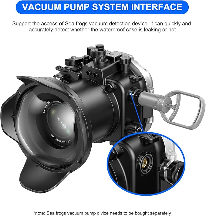 Sea frogs Underwater Camera Case Compatible with Sony A7RV for FE 24-70 F4 ZA OSS with Wide Angle Fisheye Lens IPX8 40m/130ft Maximum Diving Depth A7R-5 Waterproof Camera Housing for Diving A7R-V