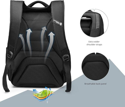 Swissdigital Design Men's Laptop Backpack for College and Business Travel with Integrated USB Charging Port and RFID Protection Fits Laptops up to 15.6 Inch, Black | SD1695-01
