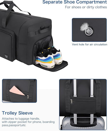 120L Travel Duffle Bag for Men and Women, Urtala 34” Large Duffle Bag for Traveling with Shoes Compartment, Foldable Travel Duffel Bags, Waterproof and Tear Resistant