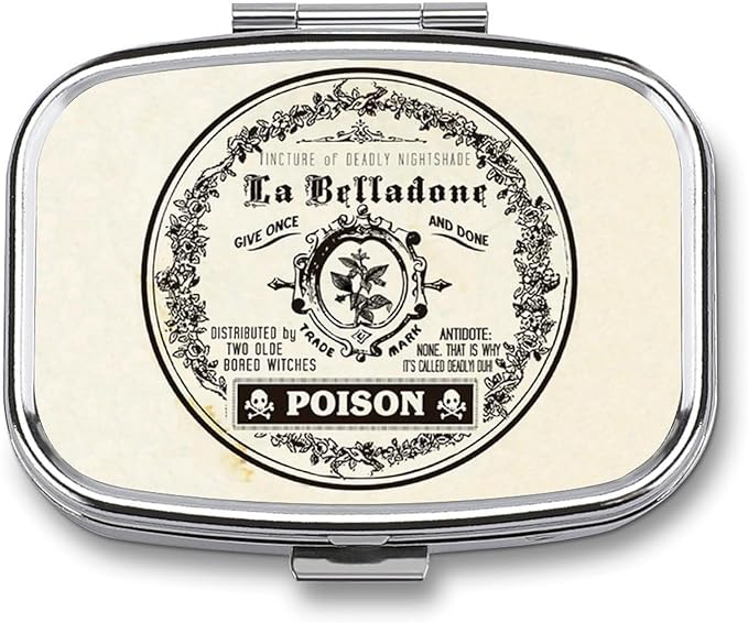 Metal 2 Compartment Pill Organizer Travel Friendly Portable Compact Pill Box Cute Pill Case,for Pocket Wallets Daily Portable Medicine Vitamin Tablet Storage (Retro Style)