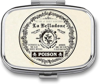 Metal 2 Compartment Pill Organizer Travel Friendly Portable Compact Pill Box Cute Pill Case,for Pocket Wallets Daily Portable Medicine Vitamin Tablet Storage (Retro Style)