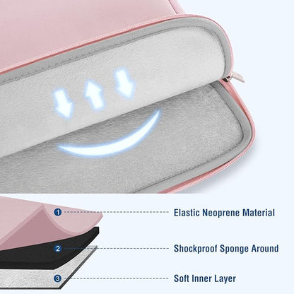 MOSISO Laptop Case 16 inch, 15-15.6 inch Laptop Sleeve Bag Compatible with MacBook Pro 16 inch, HP, Acer, Dell, Lenovo, ASUS Notebook, Neoprene Computer Sleeve Bag with Small Case, Baby Pink