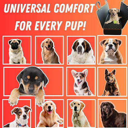 Doggie World Dog Car Seat Cover for Back Seat for Cars & SUVs - Durable Pet Car Seat Cover Backseat Protector, Nonslip Dog Hammock for Car, Waterproof Scratchproof Rear Seat Cover Against Dirt, Fur