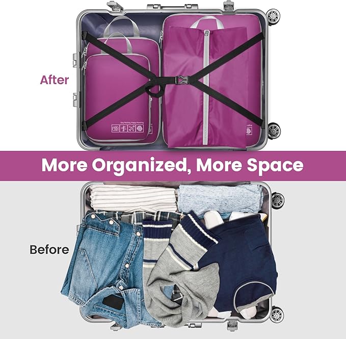 Cambond Compression Packing Cubes for Travel Women - Expandable Travel Bags Luggage Organizers Travel Essentials Compression Cubes for Travel Carry on Suitcases Organizer