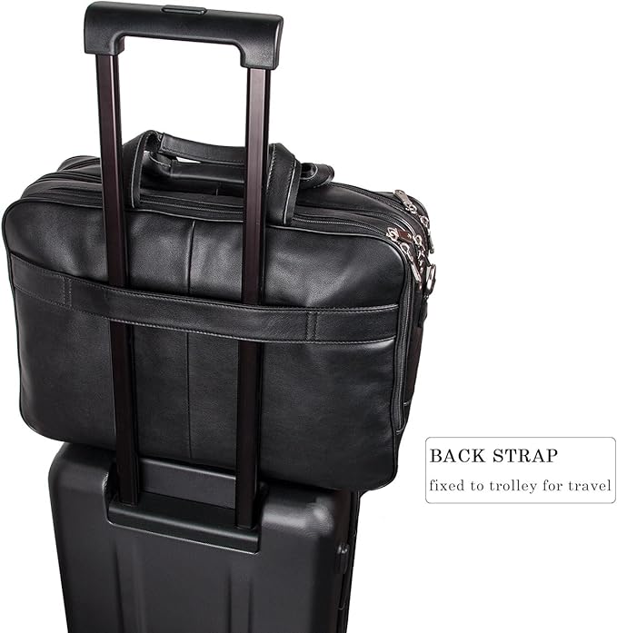 Augus Business Travel Briefcase Genuine Leather Duffel Bags for Men Laptop Bag fits 15.6 inches Laptop